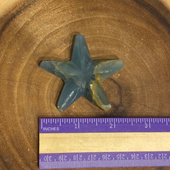 Argentinian Blue Calcite Starfish, Kid Room Decor, Ocean Theme Artwork, Desk Art - Picture 4 of 5